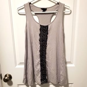 7/$30  🖤 EUC grey Racerback tank with black lace detail